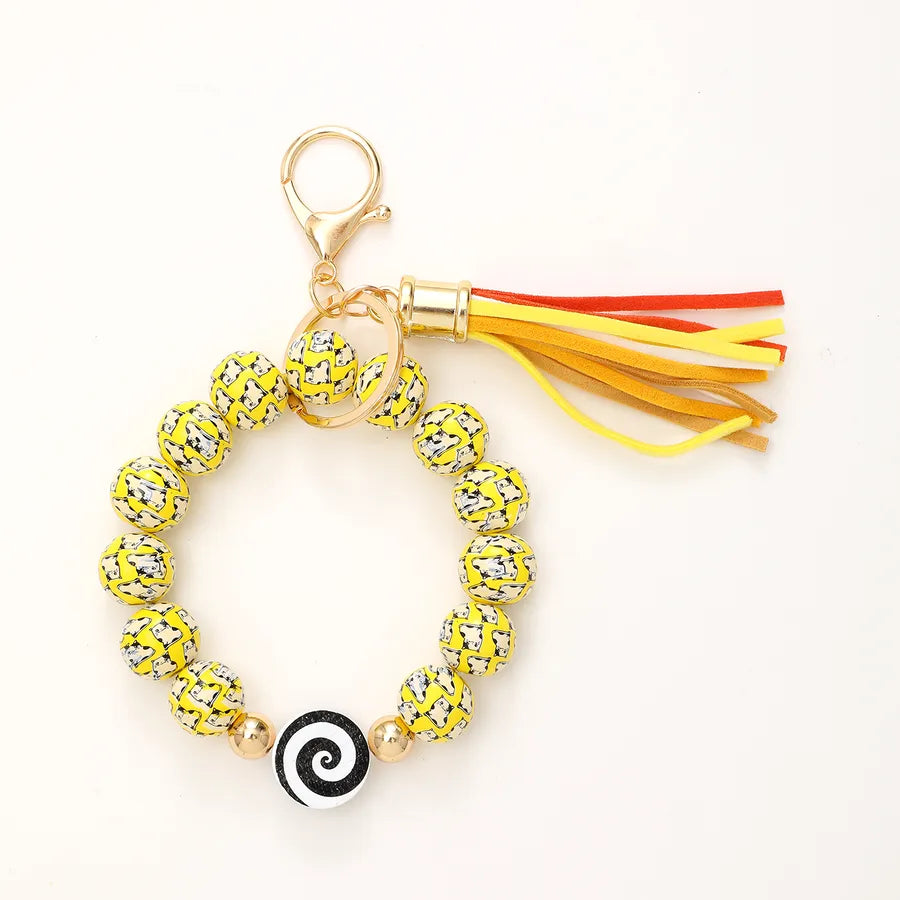 Casual Simple Style Round Wood Beaded Keychain