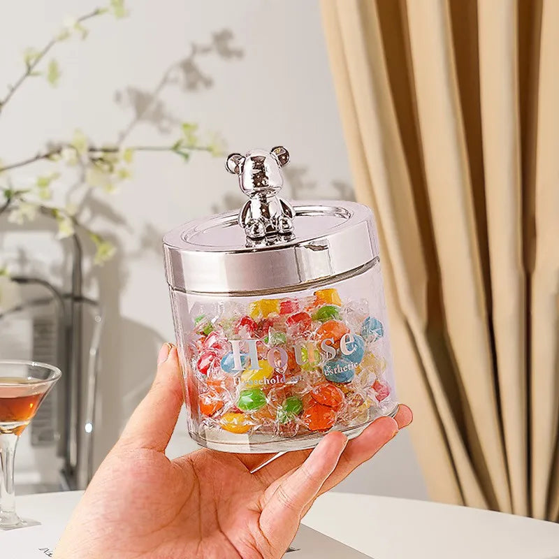 Casual Cute little bear Glass Storage tank