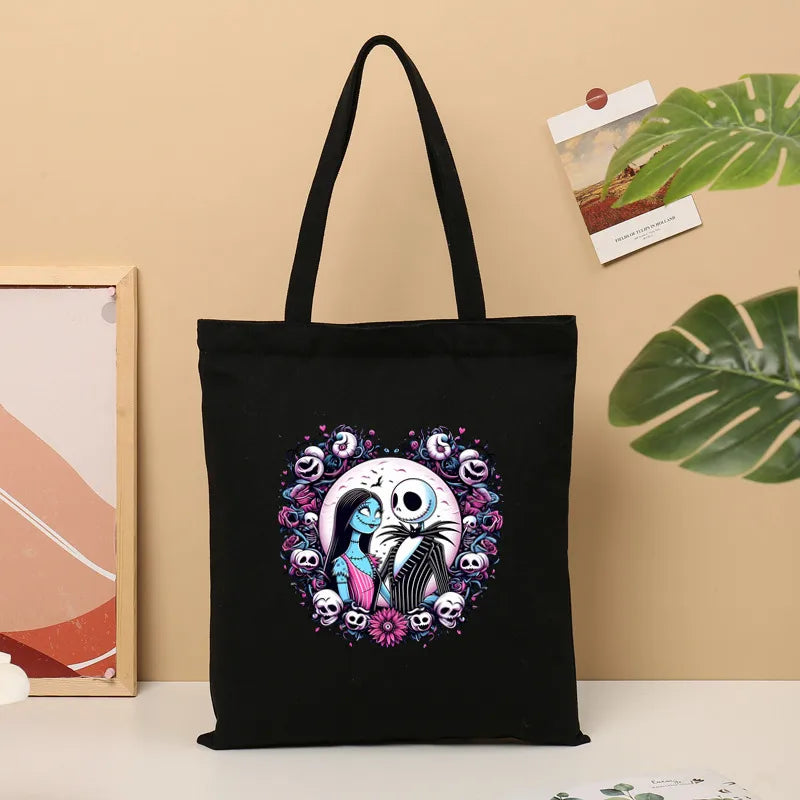 Large Canvas TrickOrTreat Halloween Party Candy Snack Gift Bag Shopping Tote Bag Double Shoulder Strap Retro  Style