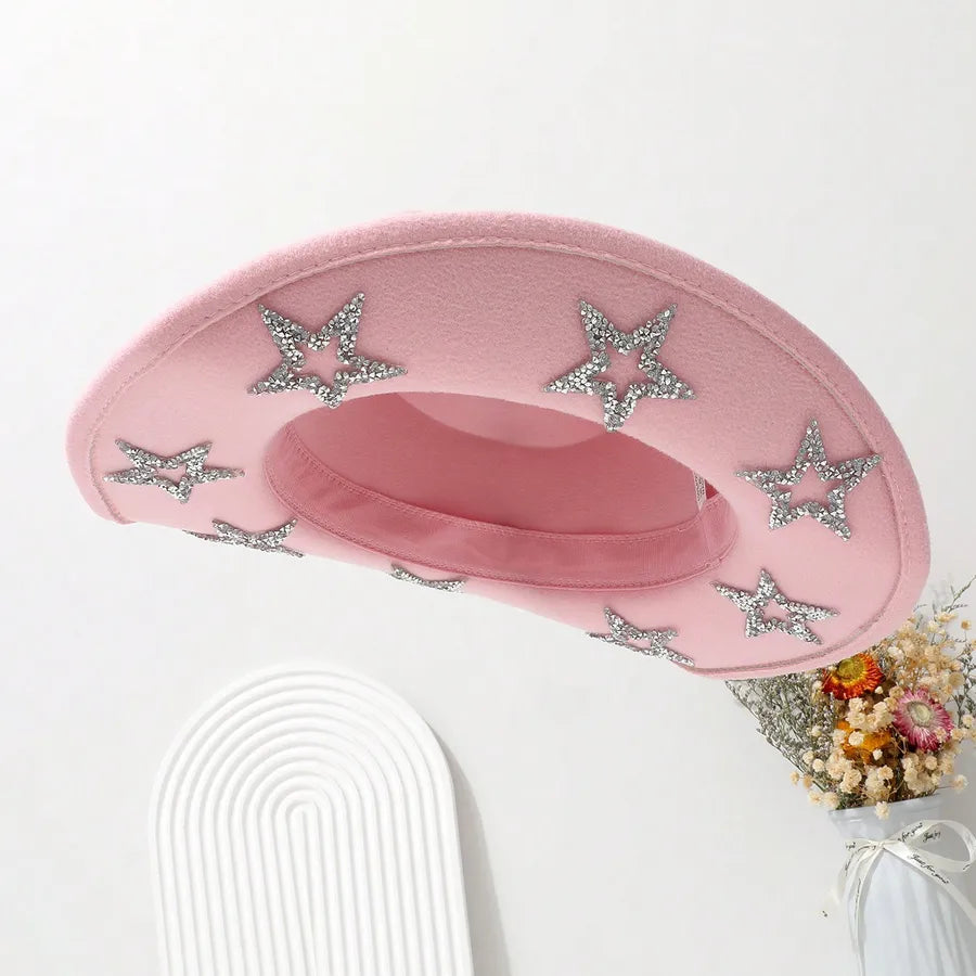 Women's Elegant Retro Star Big Eaves Fedora hat