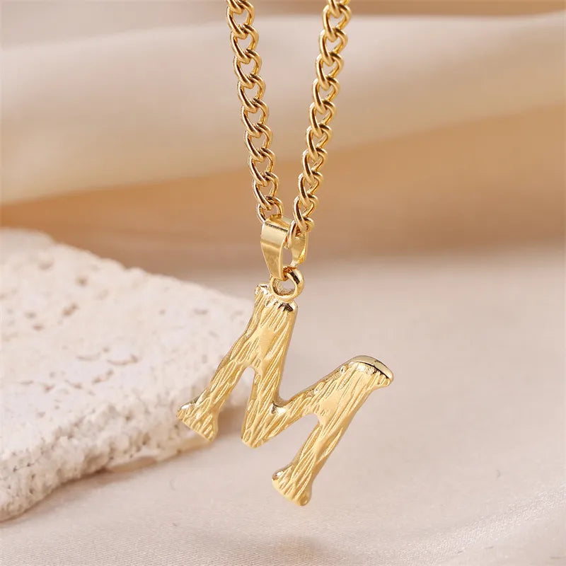 Wholesale Jewelry Sweet Simple Style Artistic Letter 201 Stainless Steel 304 Stainless Steel 18K Gold Plated Plating Pendant Necklace