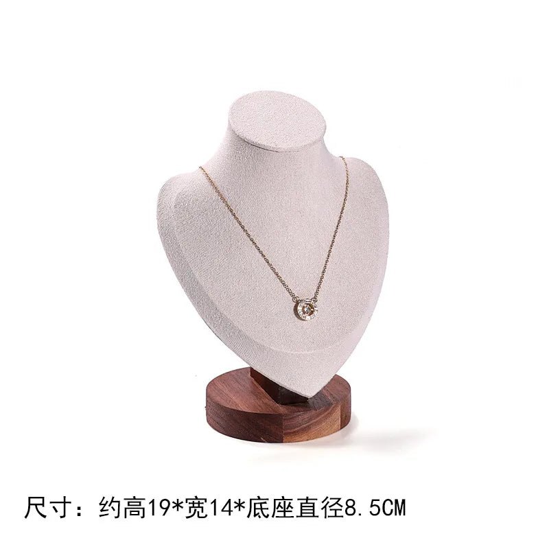 Walnut Wood Necklace Display Stand Portrait Neck Model Jewelry Stylist Showoff High-End Sensation Integrated Design Display Rack