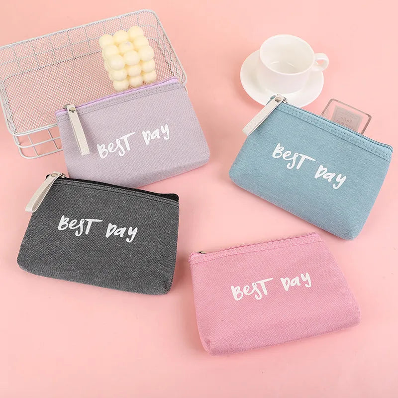 classic style letter canvas square makeup bags