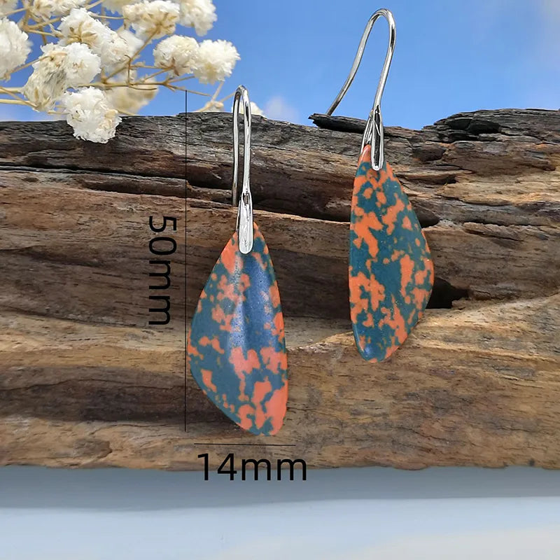 1 Pair Retro Bohemian Water Droplets Inlay natural stone Natural Stone White  Ear hook