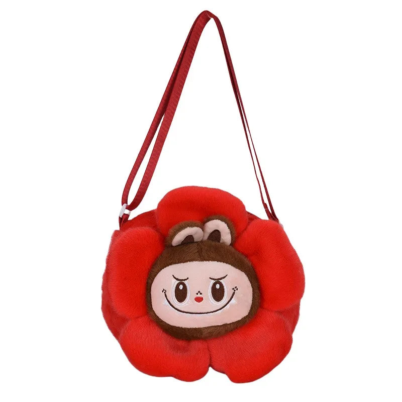 Women's Small Plush Cartoon Cute Round Zipper Crossbody Bag