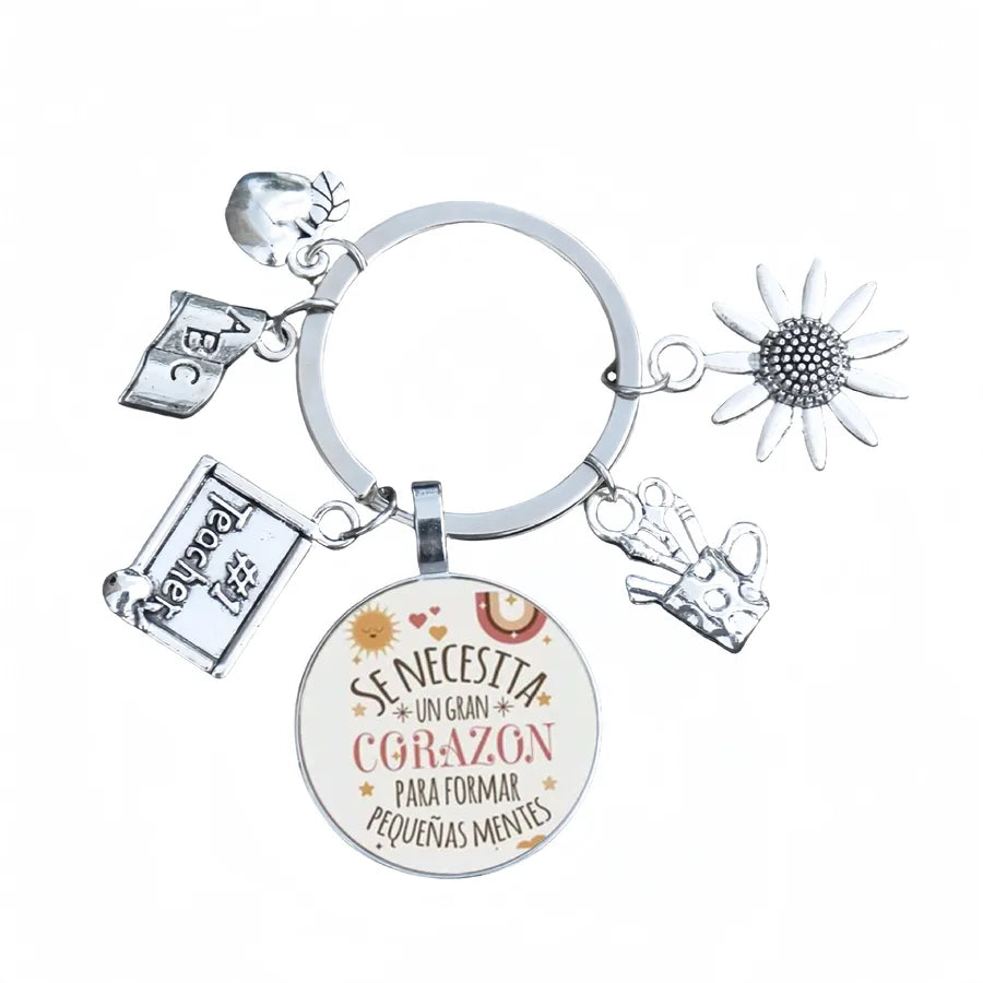 Modern Style Letter Flower Alloy Glass Unisex Keychain
