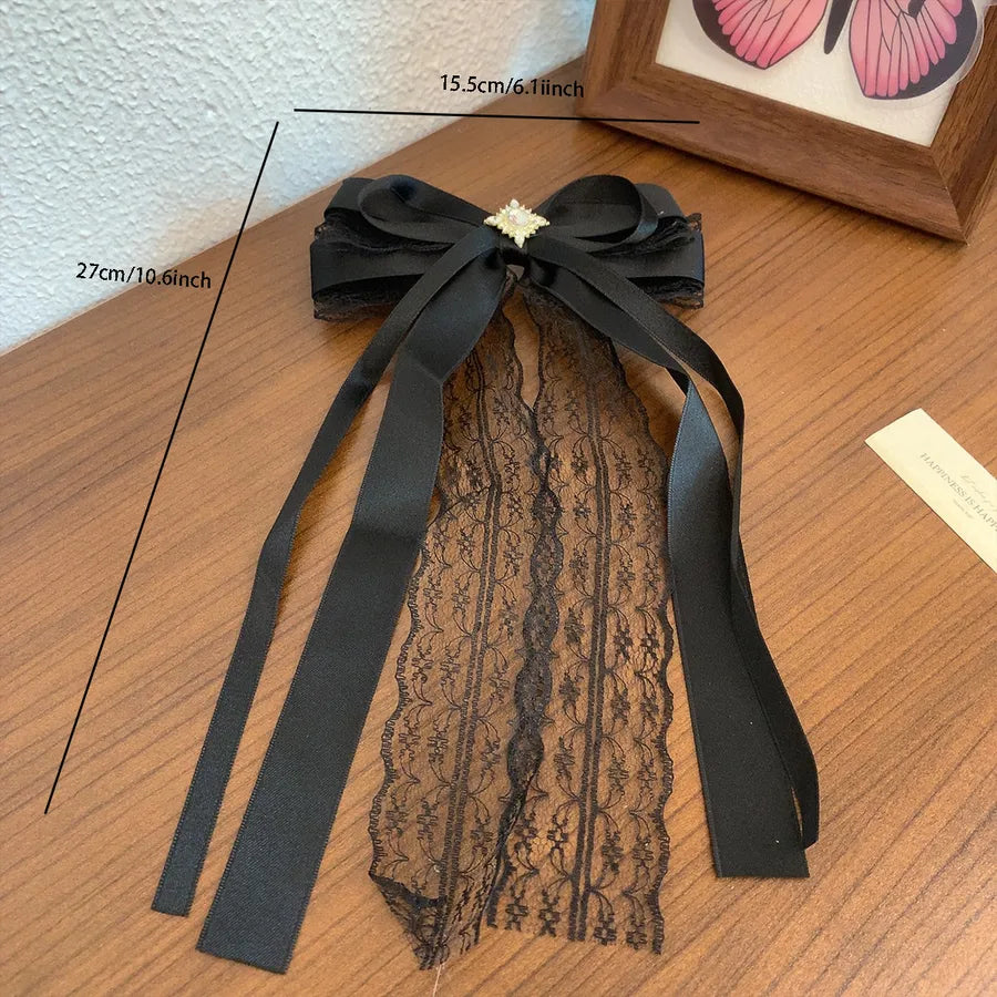 Cute Retro Preppy Style Women's Bow Knot Fabric Spring Clip