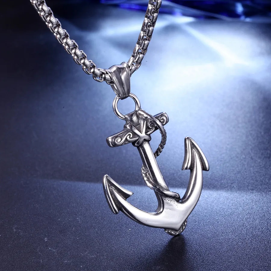 Retro Punk Cross Axe Alloy Titanium Steel Iron Plating Men's Pendant Necklace Men Pendant Necklaces