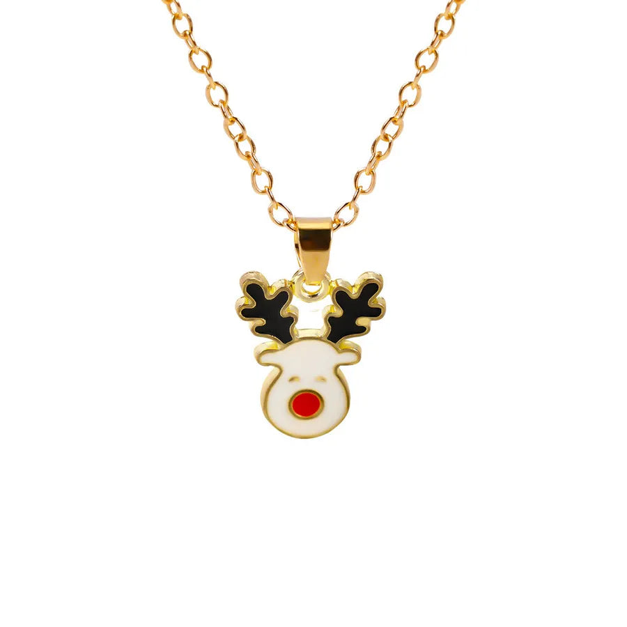 Christmas Themed Alloy Pendant Necklace With Bell Snowflake Design Geometric Pattern For Men And Women Christmas Tree Santa Claus Deer Stick