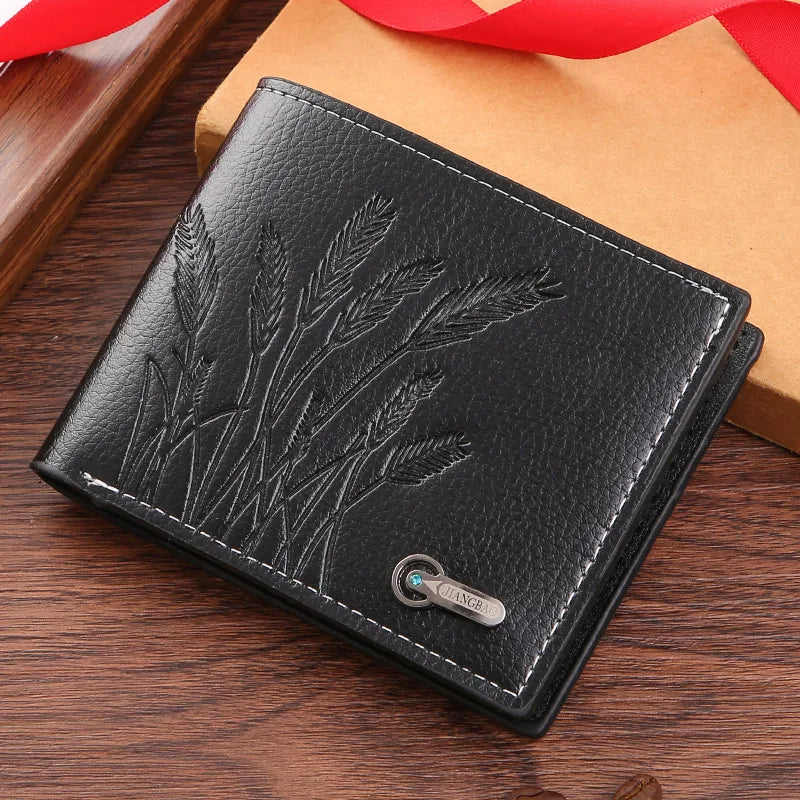 Men's Flower Pu Leather Open Small Wallets