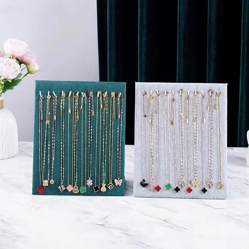 Wooden Velvet Jewelry Display Stand Necklace Bracelet Earring Ring Holder Storage Organizer L-Shaped Premium Feel Crafted