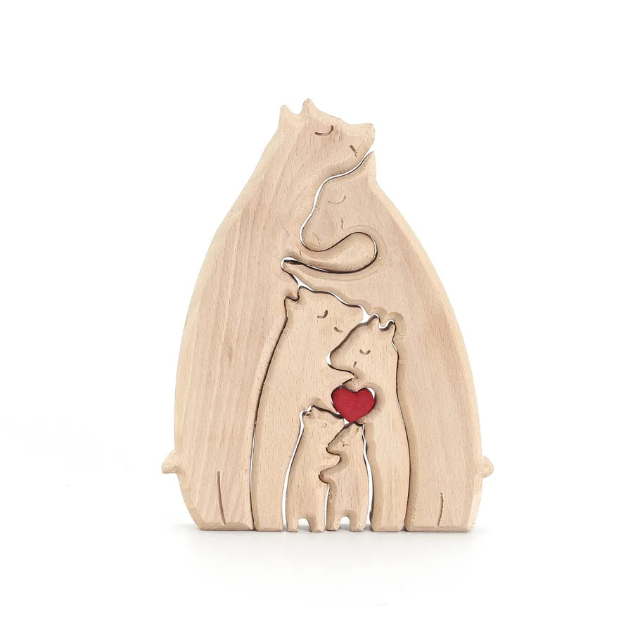 Mother'S Day Simple Style Bear Heart Shape Wood Casual Home Daily Ornaments