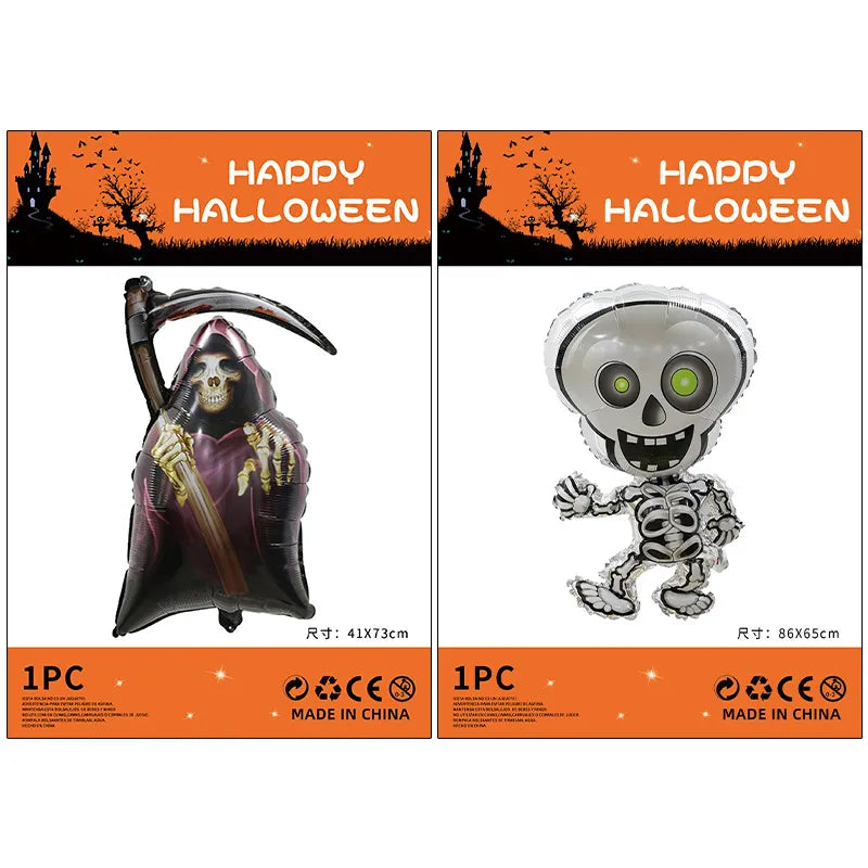Halloween Decorations Pumpkin Spider Back Card Single Aluminum Foil Balloon Ghost Festival Skull Funny Bar Balloon