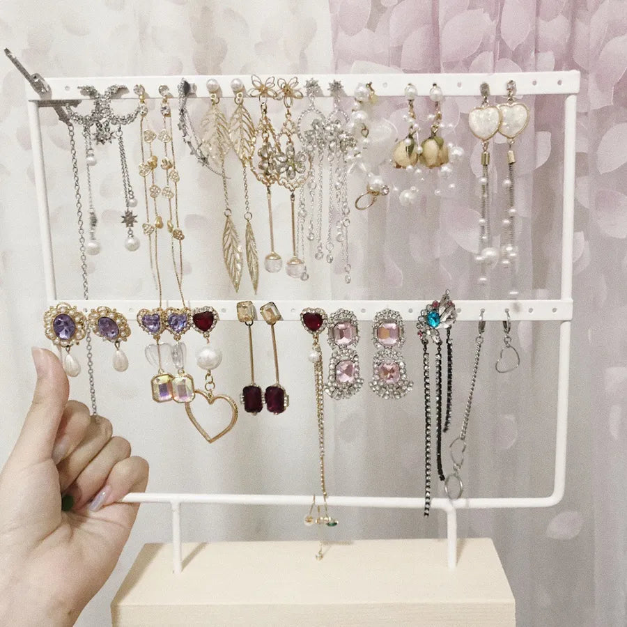 Wrought Iron Creative Earrings Pine Bottom Household Hanging Earrings Earrings Storage Jewelry Display Shelf Factory Wholesale