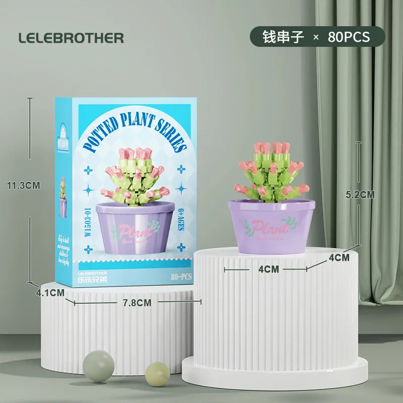 Compatible with  Blocks Flower Children's Educational Assembled Simulation Eternal Flower Flowers Fleshy Potted Toy Gift Wholesale