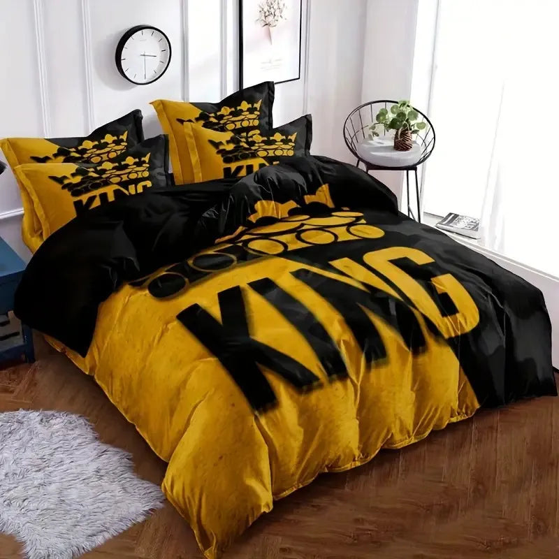 Casual Letter Color Block Crown chemical fiber Beddings Bedding