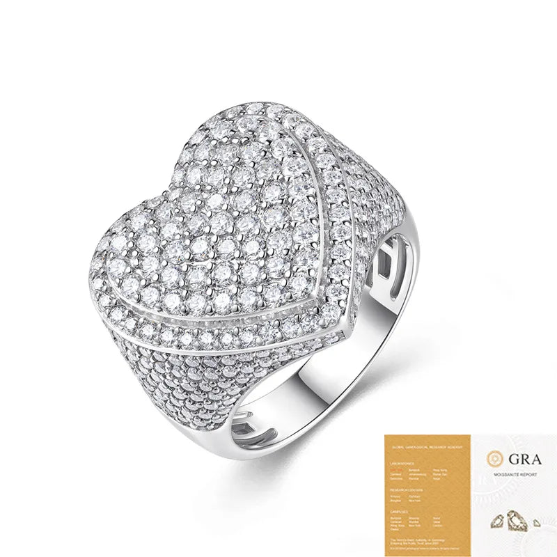 Moissanite 925 Sterling Silver Rings GRA Certificate Geometric Rings