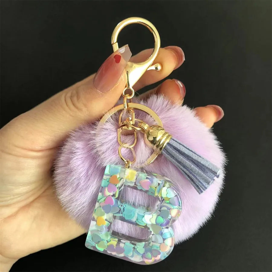 Cute Simple Style Letter Hairball Resin Unisex Bag Pendant Keychain
