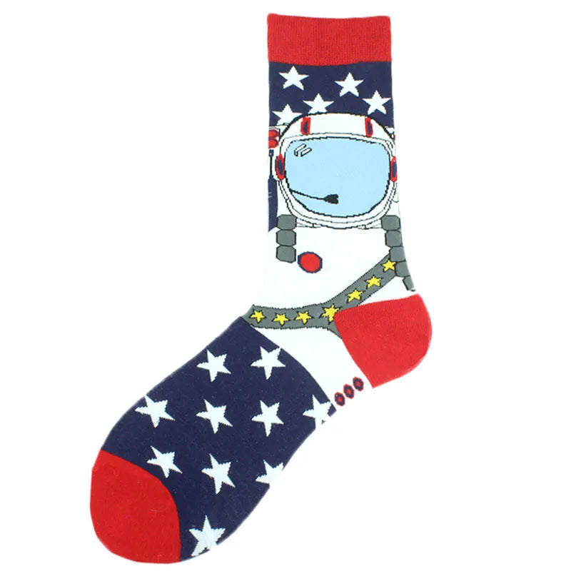 men's casual geometric cotton crew socks a pair