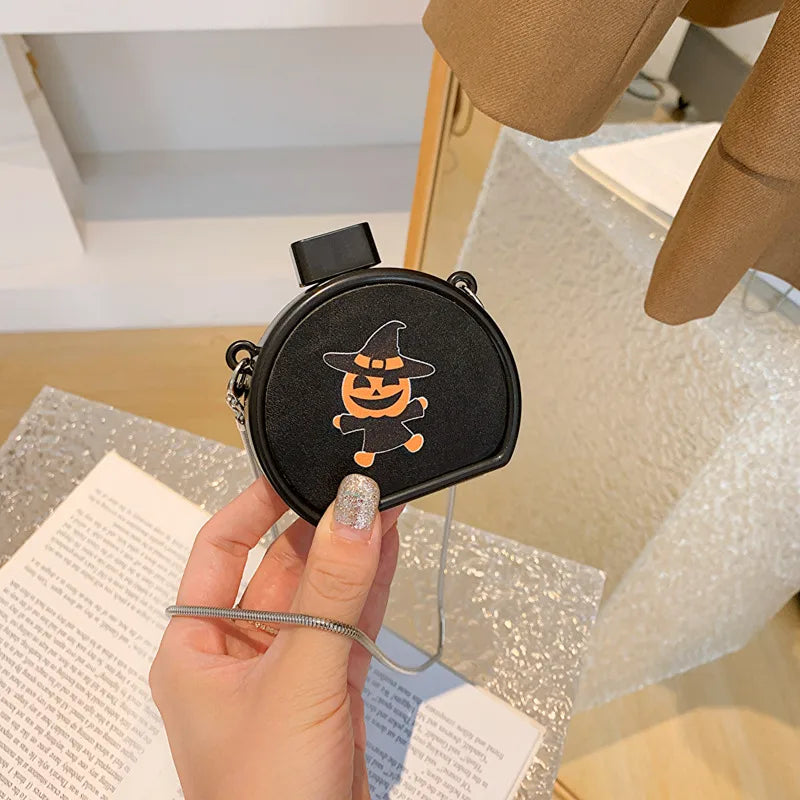 Mini Halloween Ghost Cartoon Shoulder Bag Women's Crossbody Bag Shell Shape PVC Lock Buckle Closure Fashion Print Chain