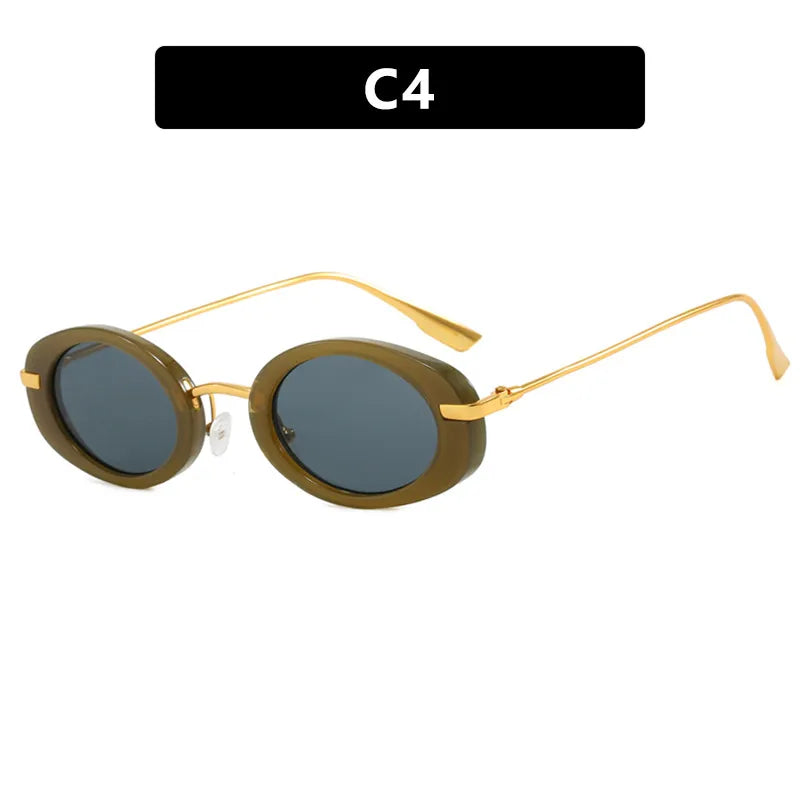 Vacation Simple Style Solid Color Pc Oval Frame Full Frame Women's Sunglasses