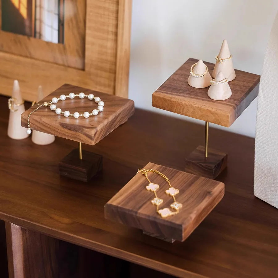 Solid Wood Jewelry Display Stand Ear Cuff Storage Tray Nordic Style Wooden Plate For Photographing And Arrangement Accessories