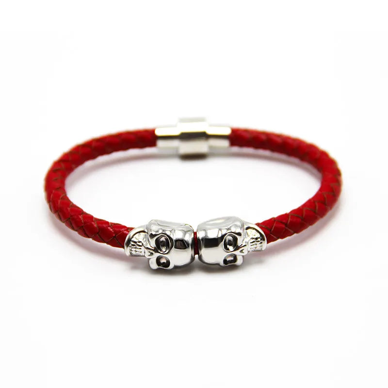 Punk Skull Leather Copper Halloween Men's Bangle