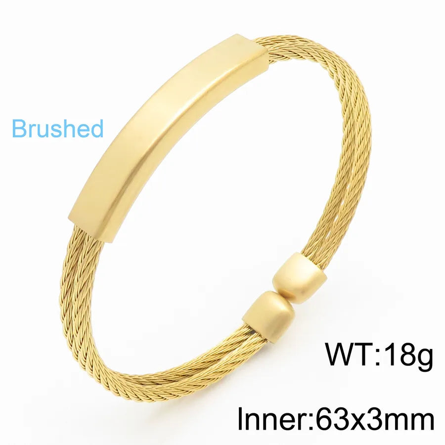 Streetwear Geometric Titanium Steel Plating 18K Gold Plated Men'S Cuff Bracelets