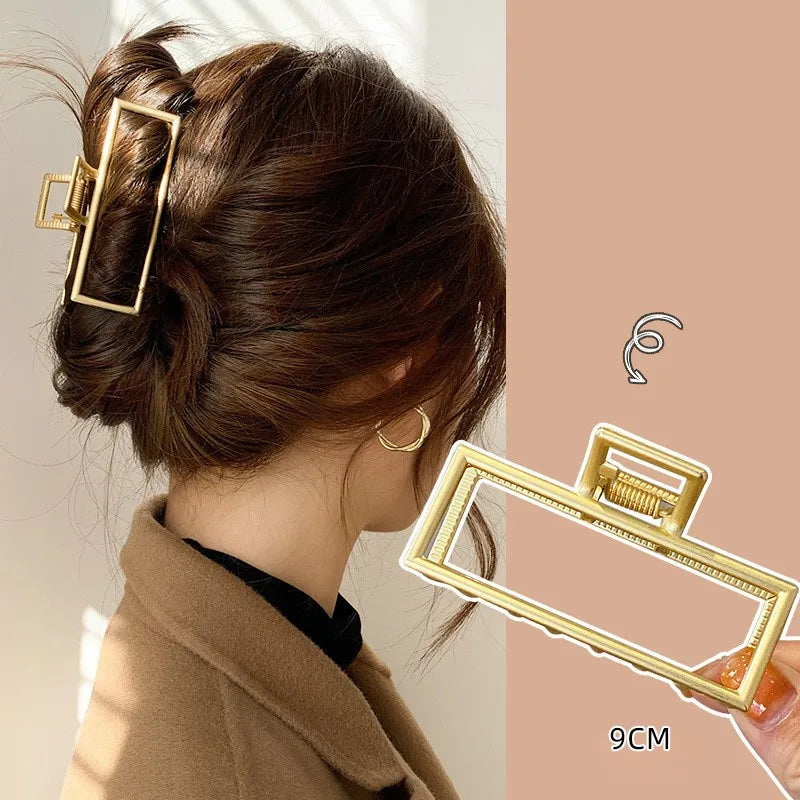 simple style sector shell rectangle imitation pearl rhinestone metal hair claws