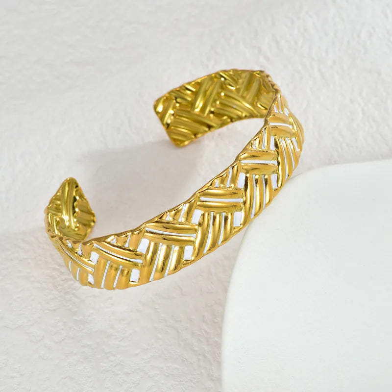 Classical Artistic Geometric 304 Stainless Steel Bangle In Bulk