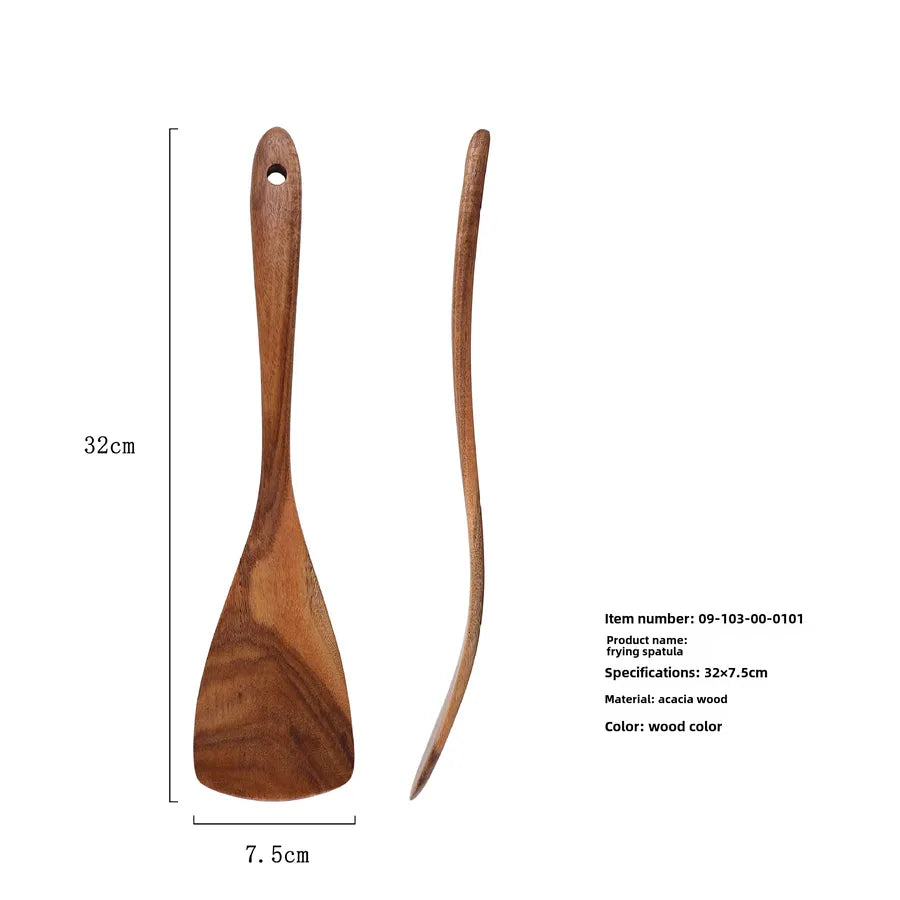 Spring Festival Kitchenware Dabuan New Acacia Wood Non-stick Pan Wooden Spatula High Temperature Resistant Solid Wood Hot Pot Spoon Wooden Spatula Spoon Set