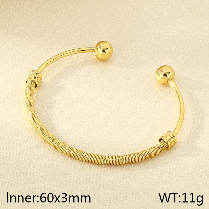 Casual Simple Style Geometric 304 Stainless Steel 18K Gold Plated Bangle In Bulk