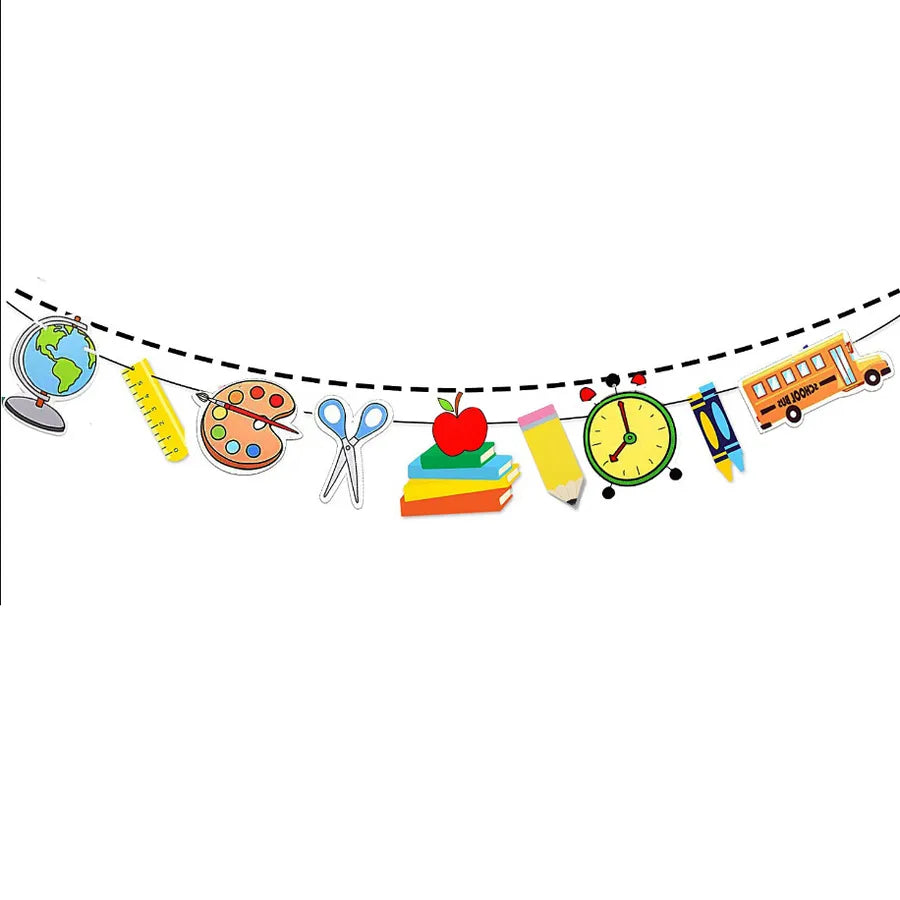 back to school fruit paper party flag