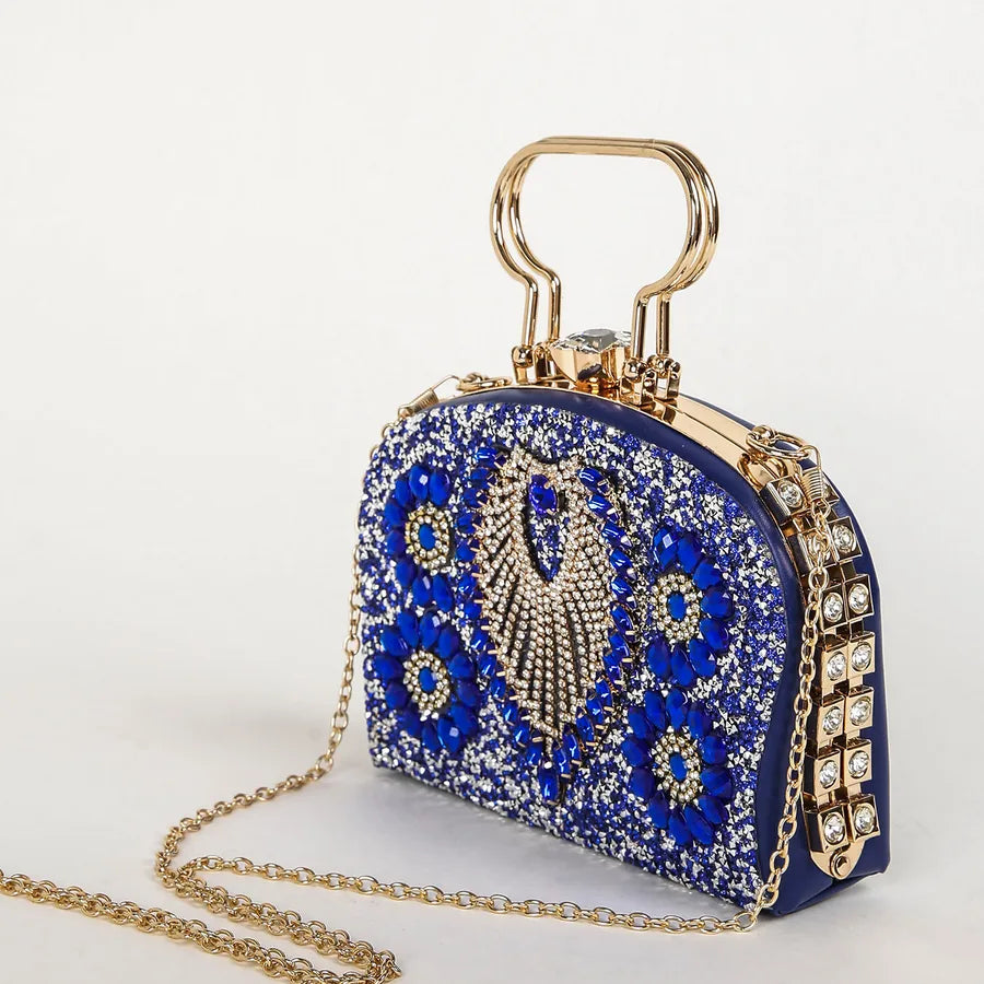 Green Alloy Geometric Square Evening Bags