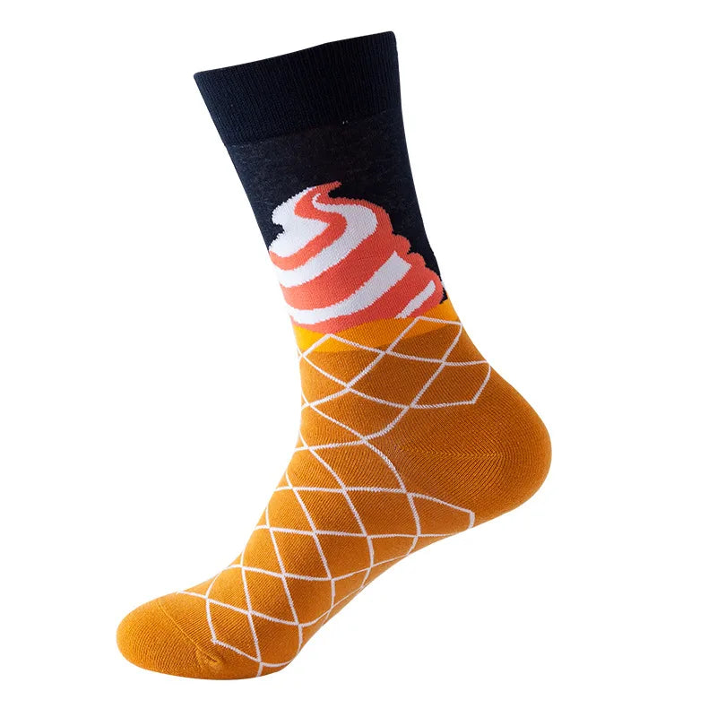 unisex casual cartoon nylon cotton jacquard crew socks 1 set