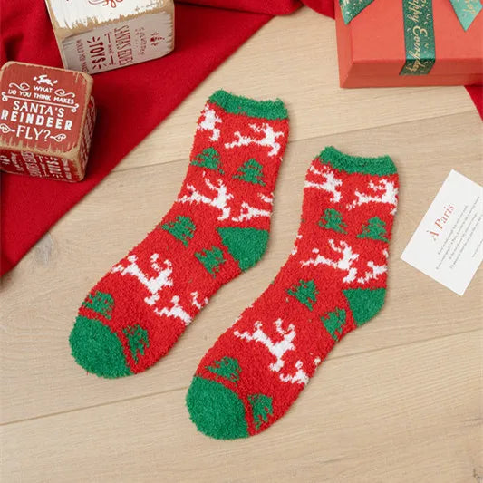 Christmas Christmas Women's Cartoon Polyester Jacquard Crew Socks A Pair