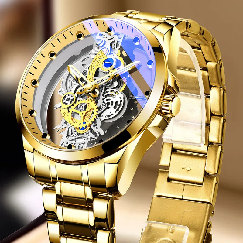 business color block single folding buckle quartz men's watches