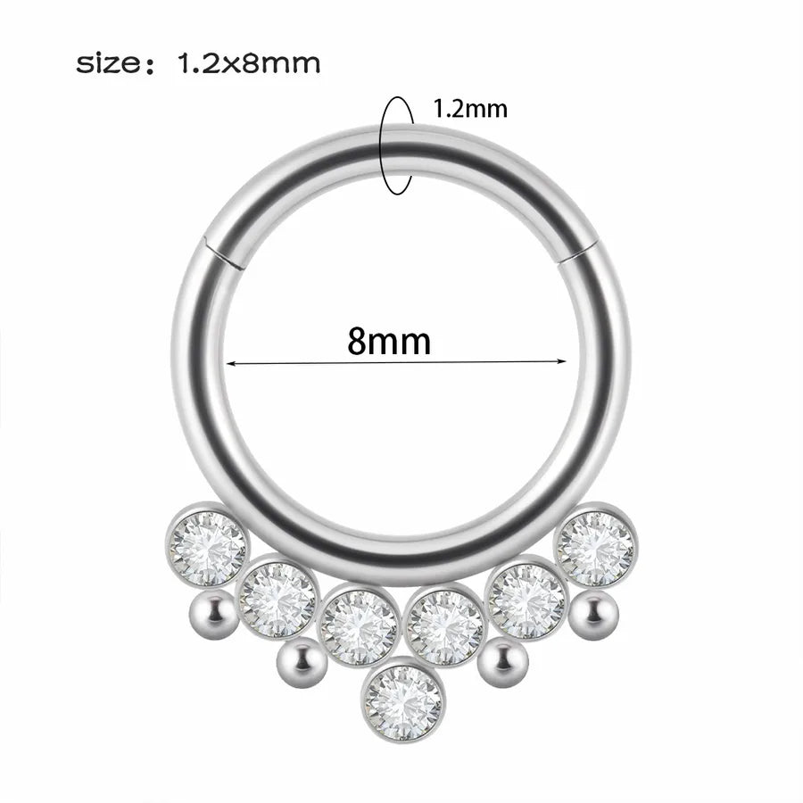 1 Piece Nose Rings & Studs Hip-Hop Round 304 Stainless Steel Rhinestone Copper Plating Rhinestones Zircon