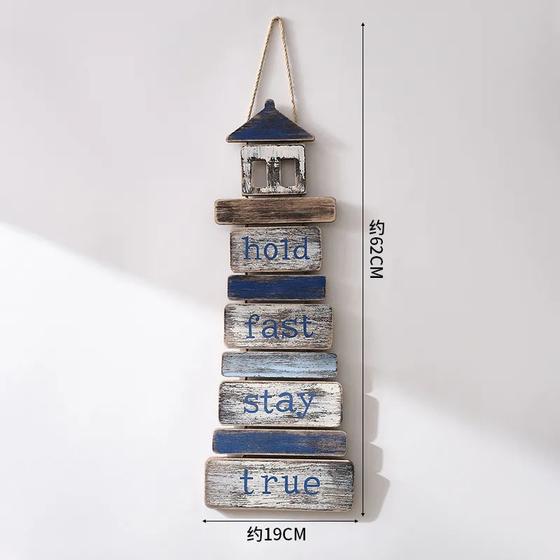 Vintage Style Marine Style Letter Fish Wood Hemp Rope pendant Wall Art
