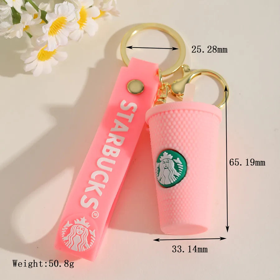 1 Piece IG Style Cute Simple Style coffee brand Coffee Cup Alloy soft glue Inlay PVC Soft Rubber Imitation Gold  Lobster Trigger Clasp Closure Keychain