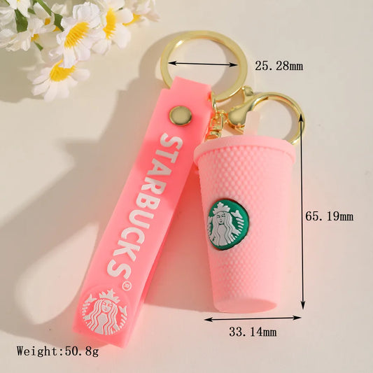 1 Piece IG Style Cute Simple Style coffee brand Coffee Cup Alloy soft glue Inlay PVC Soft Rubber Imitation Gold  Lobster Trigger Clasp Closure Keychain