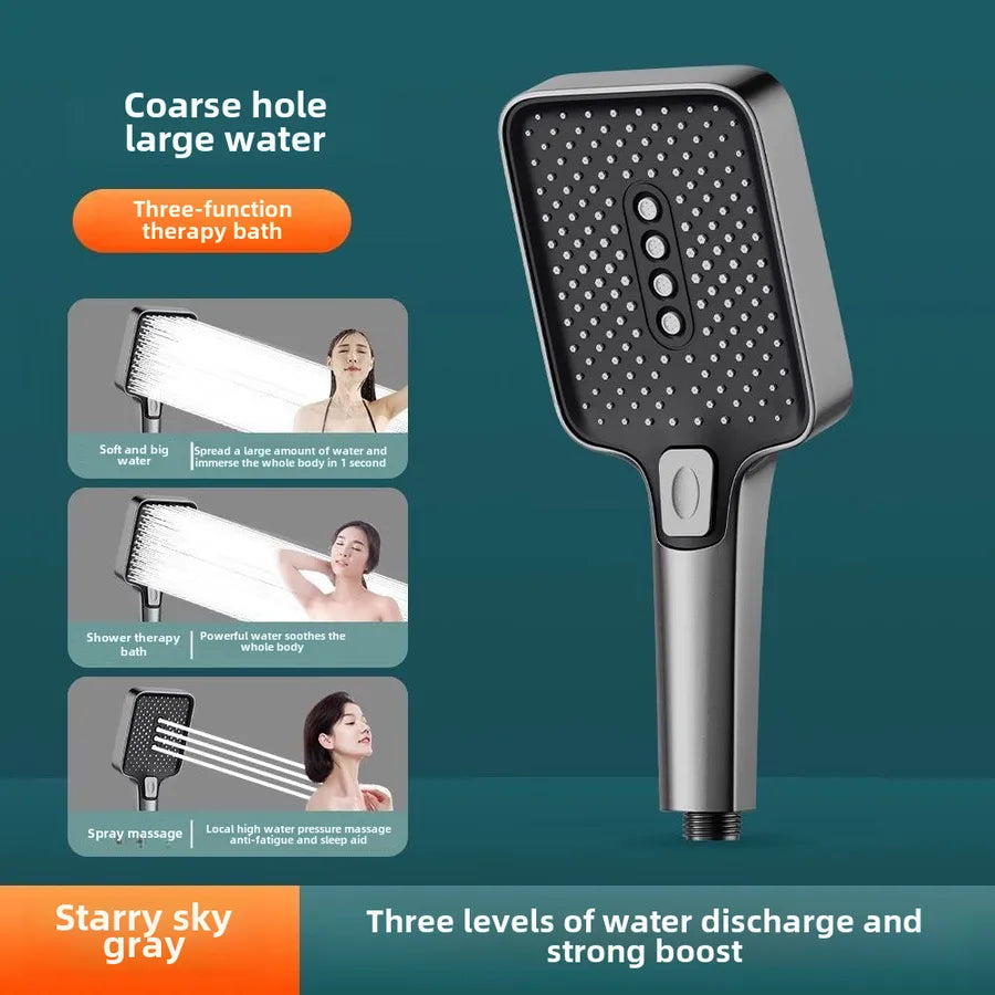 Square Pressurized Shower Head Faucet Bathroom Rain Shower Bath Water Heater Handheld Pressurized Shower Head
