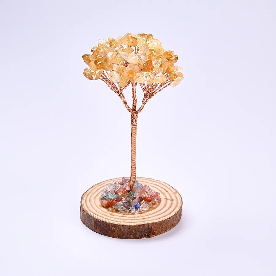 Elegant Handmade Simple Style Tree Natural Gemstone solid wood copper wire Ornaments Artificial Decorations