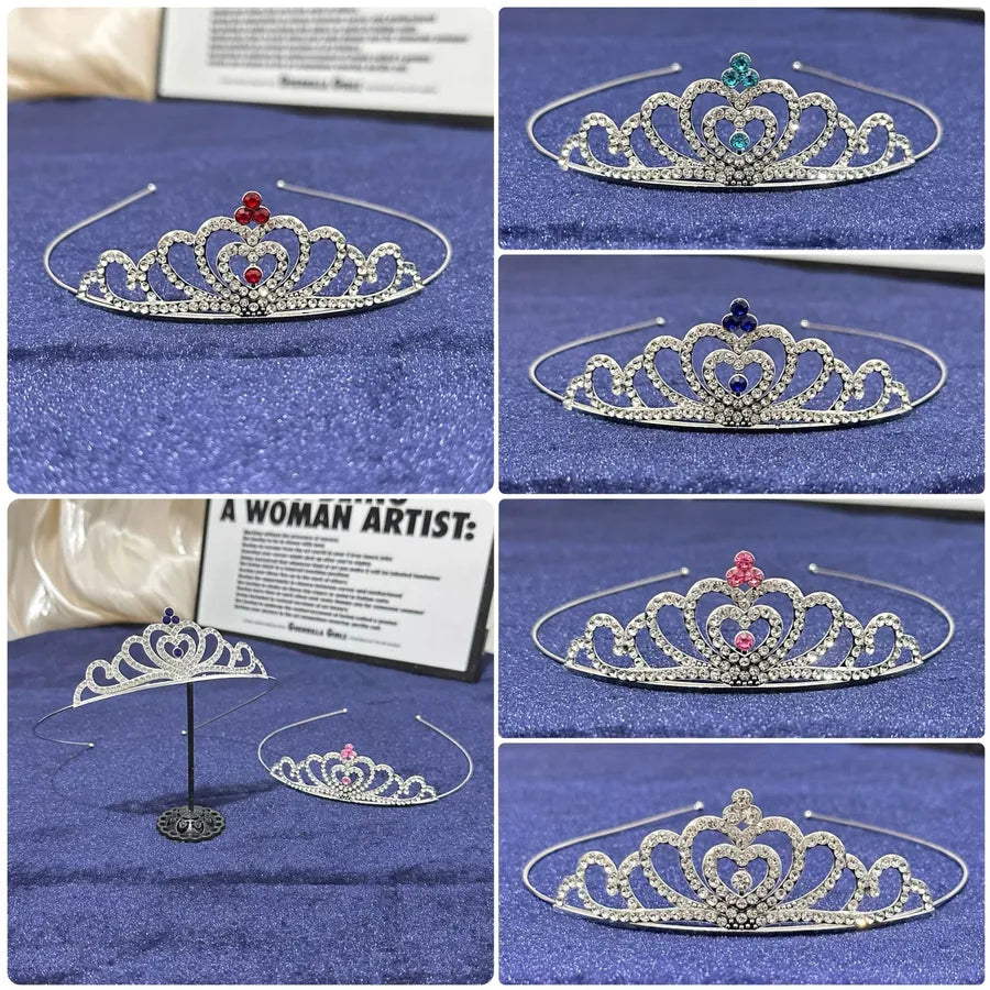 Children's colorful rhinestone crown headband cute princess girl hair accessories baby festival performance bride tiara headband