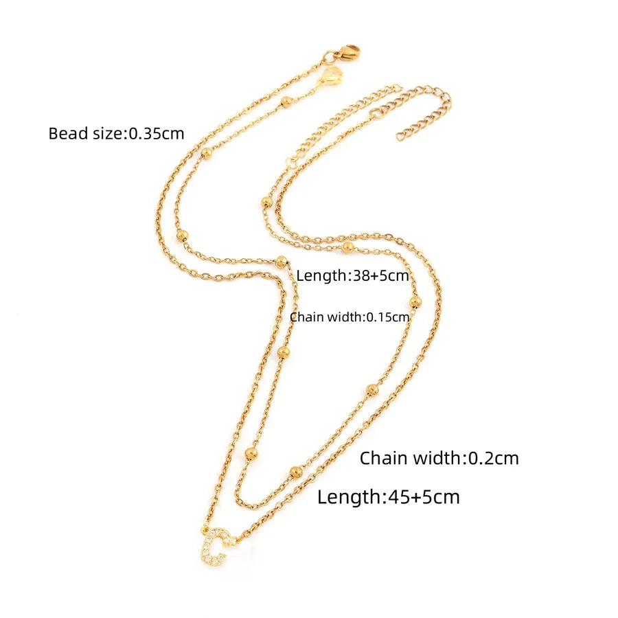 Wholesale Jewelry Simple Style Classic Style Letter 201 Stainless Steel Copper ball chain cable chain Pendant Necklace