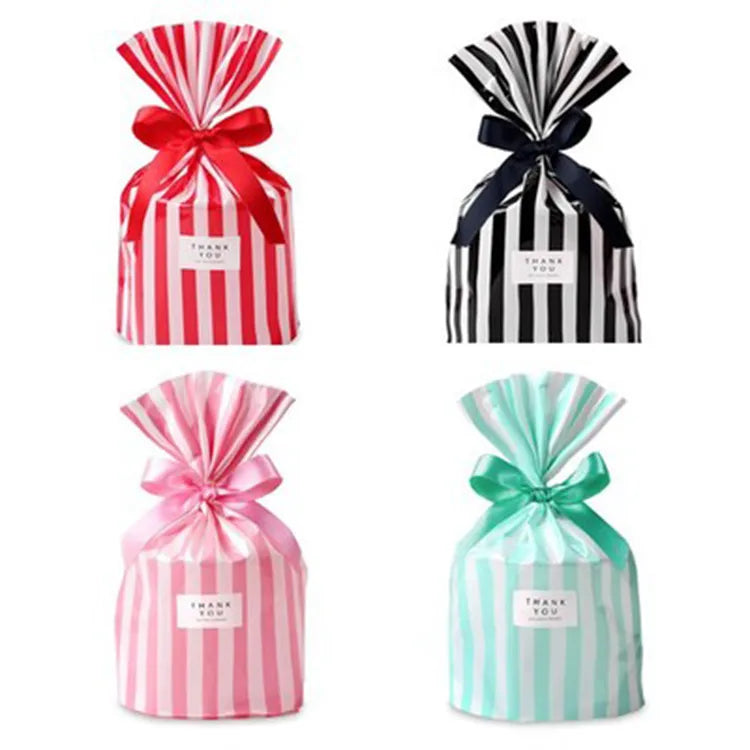 Cute Stripe PP Casual Gift Bags Party Supplies Gift Wrapping Supplies 50 PCS/Package