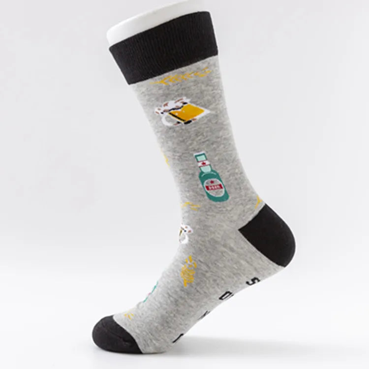 men's fashion color block cotton jacquard ankle socks