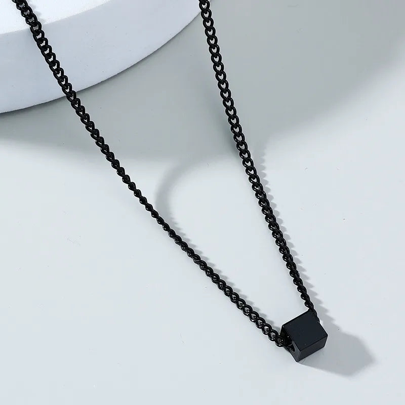 nihaodropshipping simple style cube pendant titanium steel necklace wholesale jewelry