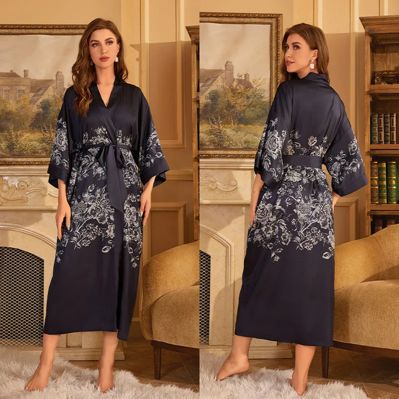 new satin chiffon ice silk light bathrobe multicolors