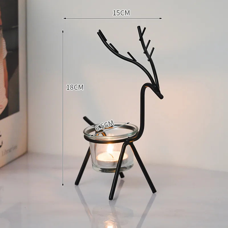 Classic Style Deer Iron candlestick Artificial Decorations